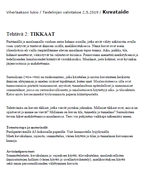 Tehtävä 2, tikkaat, 2019.