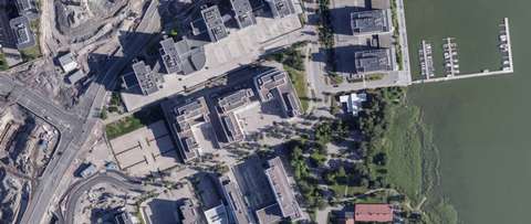 The aerial view shows the location of the Keilaniemi plan amendment area as part of the surrounding area.