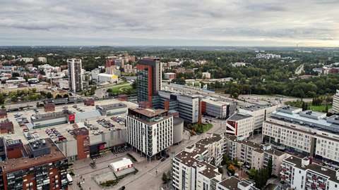 An aerial image of the centre of Leppävaara.