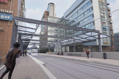 An illustration of the Jokeri Light Rail's station in Leppävaara. 