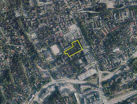 Ilmakuva Olarin asukaspuiston sijainnista.