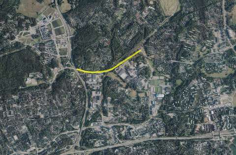 Ilmakuvaote Mankkaanlaaksontien sijainnista.