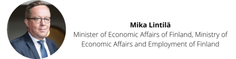 Mika Lintilä, Minister of Economic Affairs of Finland, Ministry of Economic Affairs and Employment of Finland.