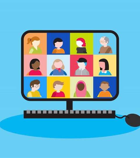 Tietokoneen näyttö, missä monta piirroskuvahahmoa.