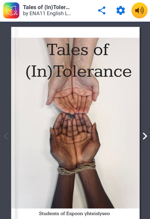 Sähköisen julkaisun kansikuva, jossa valkoiset ja mustat kädet ja Tales of (In)Tolerance otsikko.