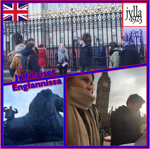 Kolmen kuvan kollaasi Espoonlahden lukion Englannin matkalta.