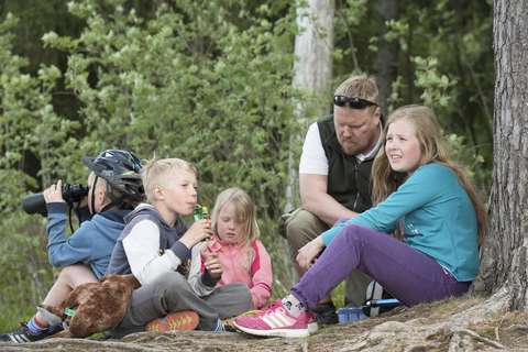 A family enjoying the outdoors. 
