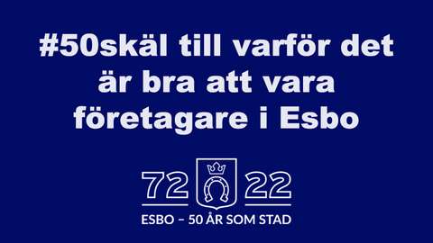 50 skäl till varför det är bra att vara företagare i Esbo och 50-årsjubileum logo