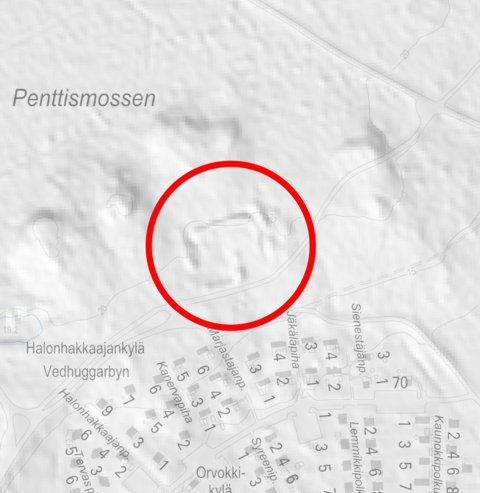 Viistovalovarjostekuva karttapohjalla.