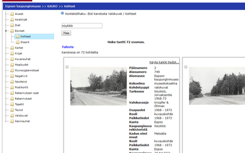 Kuva tietokantajärjestelmän verkkosivusta.