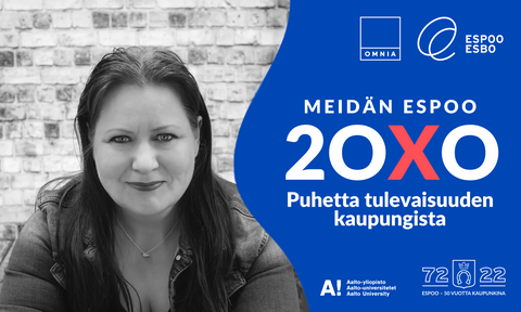 Kuva Elina Hiltusesta ja Meidän Espoo 20X0 -tunnuksesta.