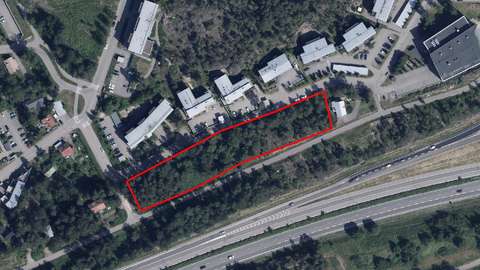 A wooded area with the area’s boundaries drawn on it. 