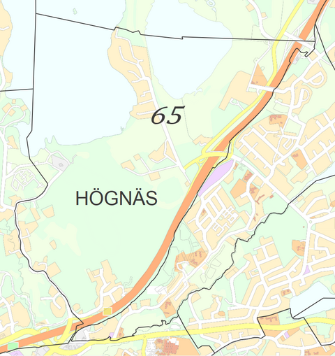 Karttakuva Högnäsin kaupunginosasta.