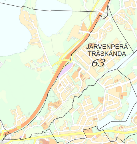Karttakuva Järvenperän kaupunginosasta.