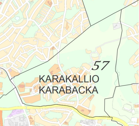 Karakallion rajat kartalla.