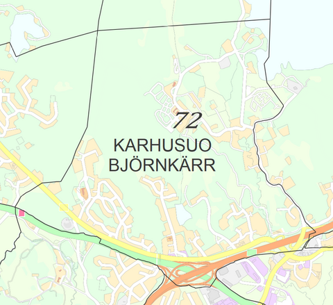 Karttakuva Karhusuon kaupunginosasta.