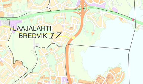 Karttakuva Laajalahden kaupunginosasta.