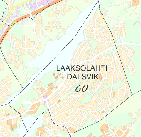 Karttakuva Laaksolahden kaupunginosasta.