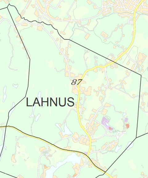 Karttakuva Lahnuksen kaupunginosasta.