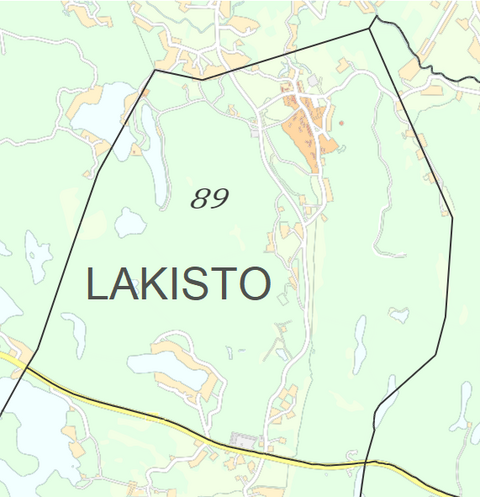 Karttakuva Lakiston kaupunginosasta.