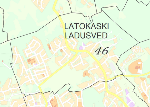 Karttakuva Latokasken kaupunginosasta.