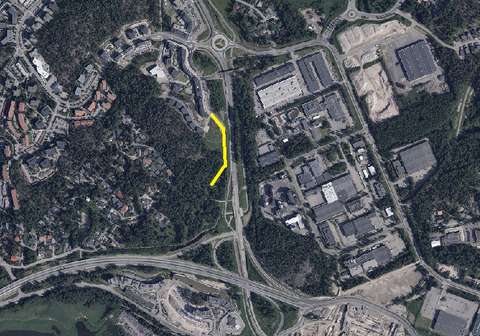 Ilmakuvaan on merkitty Linjaloistonkatu keltaisella viivalla.