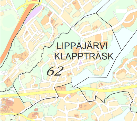 Karttakuva Lippajärven kaupunginosasta