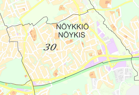 Karttakuva Nöykkiön kaupunginosasta.