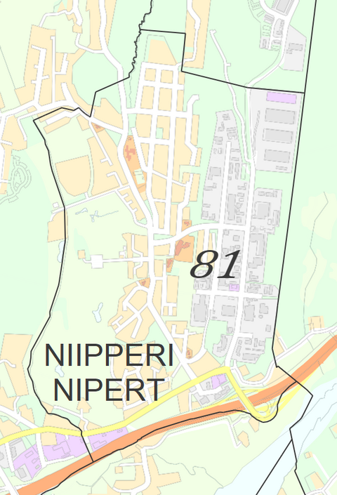 Karttakuva Niipperin kaupunginosasta.