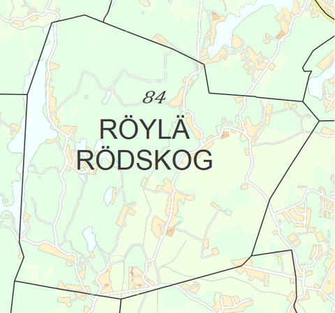 Karttakuva Röylän kaupunginosasta.