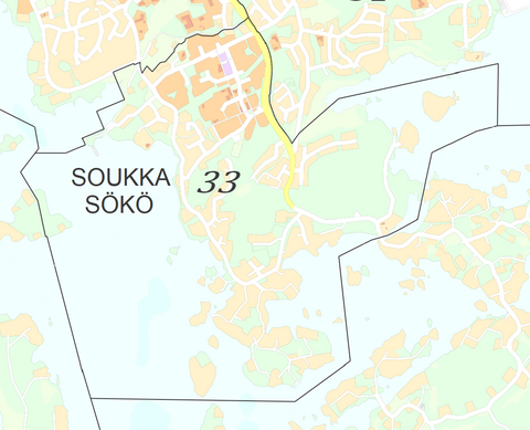 Karttakuva Soukan kaupunginosasta.