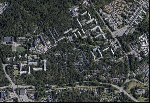 Snedbild över planområdets västra del från 2017