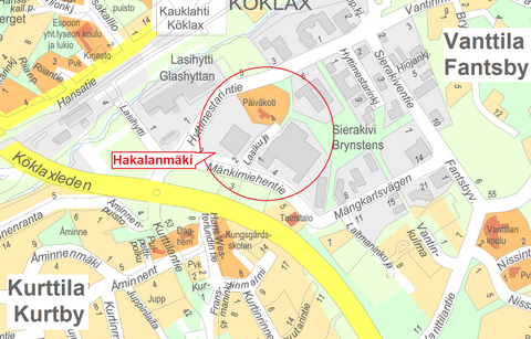 Hakalanmäen sijainti kartalla.
