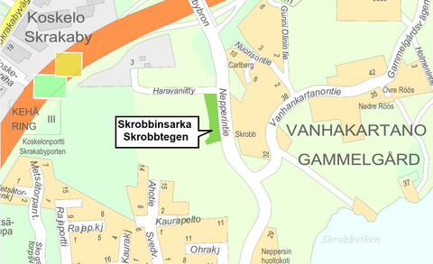 Skrobbinsarka on Nepperintietä mukaileva suorakulmainen alue Haravaniityn eteläpuolella.