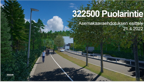 kuvakaapaus etäinfon aloitusdiasta, jossa havainnekuva uudesta kadusta ja tapahtuman päivämäärä 21.4.2022.