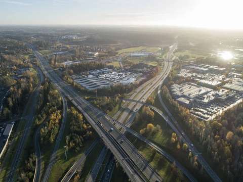 Ilmakuva Kehä kolmosesta Espoossa