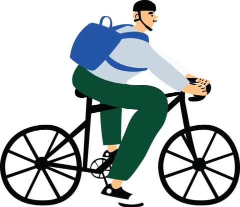 Cyclist carrying a backpack.