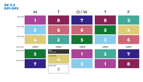 Lektionstidena för åk 2 och3