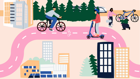 Ihmisiä kaupunkiympäristössä