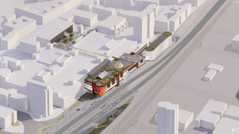 Illustrationen visar tillbyggnaden av köpcentret Sello.