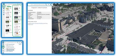 Karttakuva ja ohjelman painikkeita.