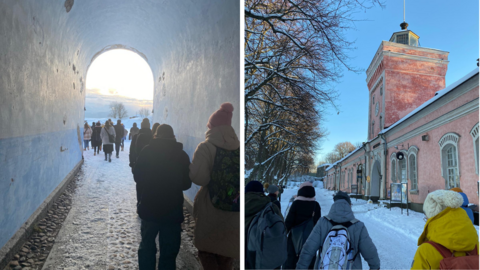 opiskelijoita Suomenlinnassa