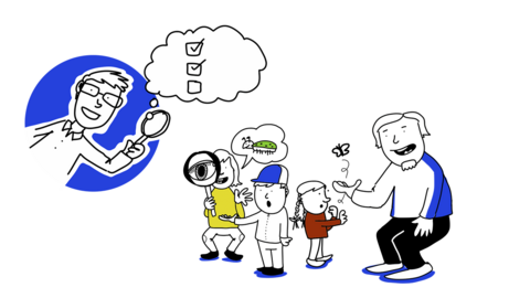 Children on a nature trip with an early childhood education worker.