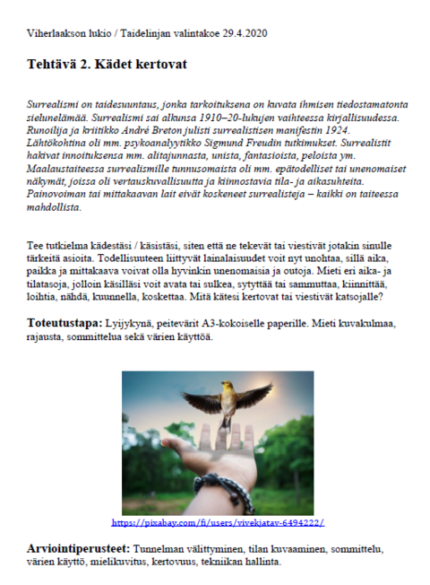 Tehtävä 2, kädet kertovat, 2020.