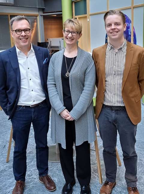 Pentti Komssi, Raija Kaljunen ja Riku Heino.