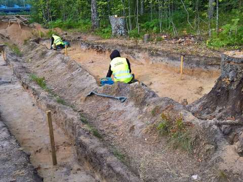 Arkeologiset kaivaukset Urheilupuisto 2 -asuinpaikalla vuonna 2018.