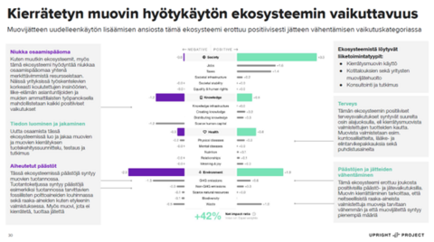 Kuvaaja ja tekstinä esimerkkejä negatiivisista ja positiivisista vaikutuksista.