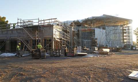 A sunlit construction site.