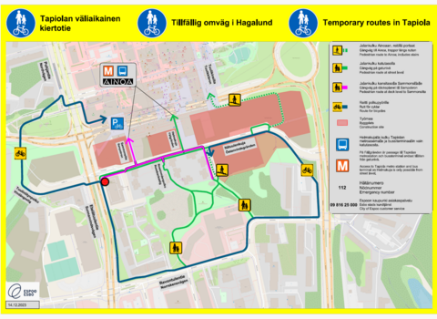Map, Tapiola, routes.
