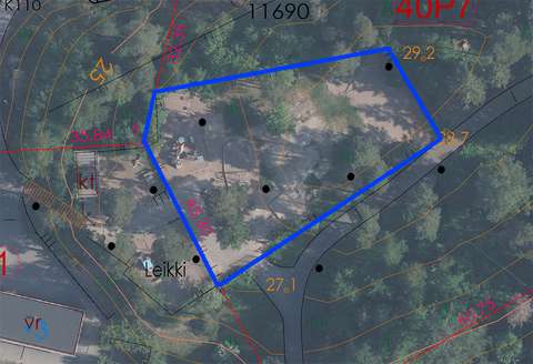 leikkipaikan alue ilmakuvassa esitettynä